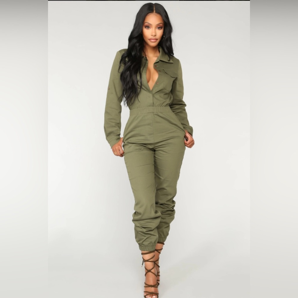 Aviator Babe Jumpsuit NWT- Olive  XS